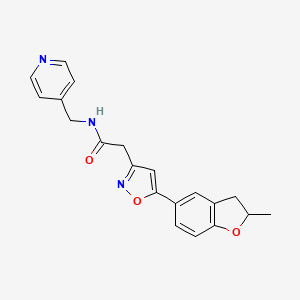 molecular formula C20H19N3O3 B2694258 2-(5-(2-methyl-2,3-dihydrobenzofuran-5-yl)isoxazol-3-yl)-N-(pyridin-4-ylmethyl)acetamide CAS No. 1209640-28-7