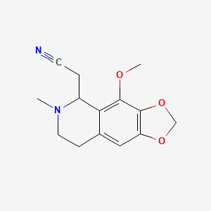 molecular formula C14H16N2O3 B2694260 (4-甲氧基-6-甲基-5,6,7,8-四氢[1,3]二氧杂环[4,5-g]异喹啉-5-基)乙腈 CAS No. 2308093-57-2