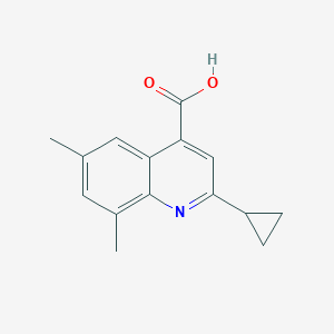 molecular formula C15H15NO2 B2694264 2-环丙基-6,8-二甲基喹啉-4-甲酸 CAS No. 897554-25-5