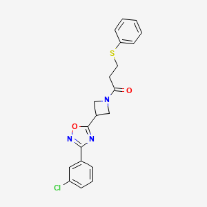 molecular formula C20H18ClN3O2S B2694265 1-(3-(3-(3-Chlorophenyl)-1,2,4-oxadiazol-5-yl)azetidin-1-yl)-3-(phenylthio)propan-1-one CAS No. 1351632-17-1