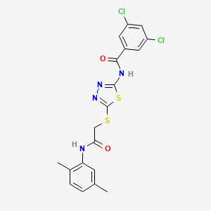 molecular formula C19H16Cl2N4O2S2 B2694268 3,5-dichloro-N-(5-((2-((2,5-dimethylphenyl)amino)-2-oxoethyl)thio)-1,3,4-thiadiazol-2-yl)benzamide CAS No. 392295-23-7