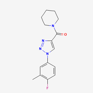 molecular formula C15H17FN4O B2694272 (1-(4-fluoro-3-methylphenyl)-1H-1,2,3-triazol-4-yl)(piperidin-1-yl)methanone CAS No. 1326869-46-8