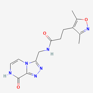 molecular formula C14H16N6O3 B2694276 3-(3,5-dimethylisoxazol-4-yl)-N-((8-hydroxy-[1,2,4]triazolo[4,3-a]pyrazin-3-yl)methyl)propanamide CAS No. 2034280-21-0