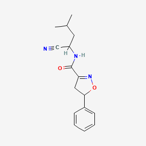 molecular formula C16H19N3O2 B2694278 N-(1-cyano-3-methylbutyl)-5-phenyl-4,5-dihydro-1,2-oxazole-3-carboxamide CAS No. 1311647-36-5
