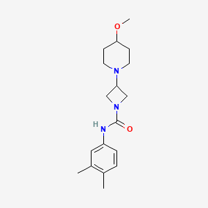 molecular formula C18H27N3O2 B2694283 N-(3,4-dimethylphenyl)-3-(4-methoxypiperidin-1-yl)azetidine-1-carboxamide CAS No. 2034309-51-6