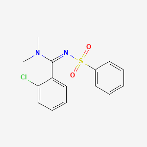 molecular formula C15H15ClN2O2S B2694285 (E)-2-氯-N,N-二甲基-N'-(苯基磺酰基)苯并咪唑-1-基甲酰胺 CAS No. 868212-41-3