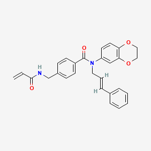 molecular formula C28H26N2O4 B2694296 N-(2,3-dihydro-1,4-benzodioxin-6-yl)-N-[(E)-3-phenylprop-2-enyl]-4-[(prop-2-enoylamino)methyl]benzamide CAS No. 1648646-25-6
