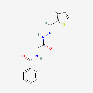 molecular formula C15H15N3O2S B2694300 (E)-N-(2-(2-((3-methylthiophen-2-yl)methylene)hydrazinyl)-2-oxoethyl)benzamide CAS No. 391891-53-5