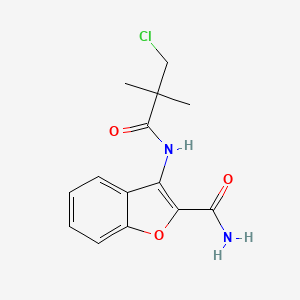 molecular formula C14H15ClN2O3 B2694301 3-(3-氯-2,2-二甲基丙酰基)苯并呋喃-2-羧酰胺 CAS No. 898372-98-0