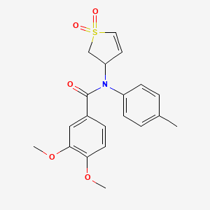 molecular formula C20H21NO5S B2694302 N-(1,1-dioxido-2,3-dihydrothiophen-3-yl)-3,4-dimethoxy-N-(p-tolyl)benzamide CAS No. 863020-65-9
