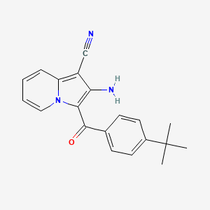molecular formula C20H19N3O B2694309 2-Amino-3-(4-(tert-butyl)benzoyl)indolizine-1-carbonitrile CAS No. 903278-01-3