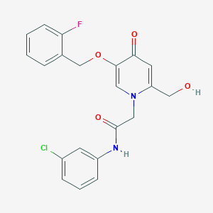 molecular formula C21H18ClFN2O4 B2694319 N-(3-chlorophenyl)-2-(5-((2-fluorobenzyl)oxy)-2-(hydroxymethyl)-4-oxopyridin-1(4H)-yl)acetamide CAS No. 941974-23-8
