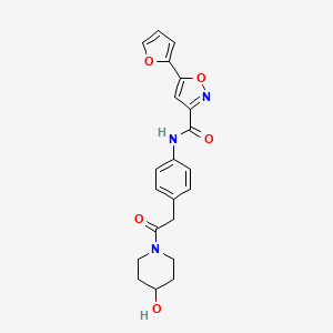 5-(furan-2-yl)-N-(4-(2-(4-hydroxypiperidin-1-yl)-2-oxoethyl)phenyl)isoxazole-3-carboxamide