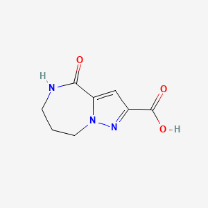 molecular formula C8H9N3O3 B2694335 4-oxo-5,6,7,8-tetrahydro-4H-pyrazolo[1,5-a][1,4]diazepine-2-carboxylic acid CAS No. 477863-08-4