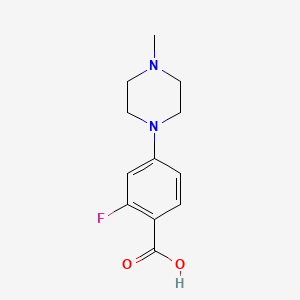 molecular formula C12H15FN2O2 B2694343 2-Fluoro-4-(4-methyl-1-piperazinyl)benzoic acid CAS No. 188792-70-3; 948018-61-9