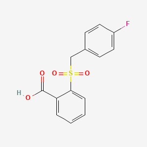 molecular formula C14H11FO4S B2694356 2-[(4-Fluorobenzyl)sulfonyl]benzoic acid CAS No. 341933-13-9
