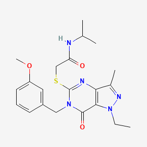 molecular formula C21H27N5O3S B2694357 2-((1-ethyl-6-(3-methoxybenzyl)-3-methyl-7-oxo-6,7-dihydro-1H-pyrazolo[4,3-d]pyrimidin-5-yl)thio)-N-isopropylacetamide CAS No. 1358766-41-2