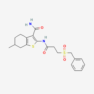 molecular formula C20H24N2O4S2 B2694359 2-(3-(Benzylsulfonyl)propanamido)-6-methyl-4,5,6,7-tetrahydrobenzo[b]thiophene-3-carboxamide CAS No. 923471-96-9