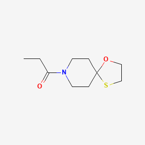 molecular formula C10H17NO2S B2694362 1-(1-氧杂-4-硫-8-氮杂螺[4.5]癸烷-8-基)丙酮 CAS No. 1351645-36-7