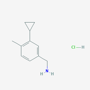 molecular formula C11H16ClN B2694368 (3-环丙基-4-甲基苯基)甲胺;盐酸盐 CAS No. 2418695-74-4