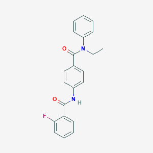 molecular formula C22H19FN2O2 B269439 N-{4-[(ethylanilino)carbonyl]phenyl}-2-fluorobenzamide 