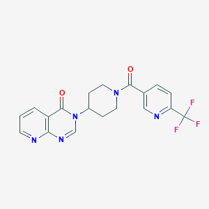 molecular formula C19H16F3N5O2 B2694390 3-(1-(6-(trifluoromethyl)nicotinoyl)piperidin-4-yl)pyrido[2,3-d]pyrimidin-4(3H)-one CAS No. 2034424-44-5