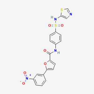 molecular formula C20H14N4O6S2 B2694397 5-(3-nitrophenyl)-N-[4-(1,3-thiazol-5-ylsulfamoyl)phenyl]furan-2-carboxamide CAS No. 627041-96-7