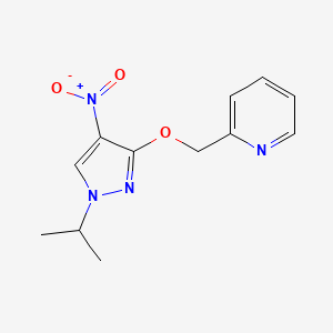 molecular formula C12H14N4O3 B2694400 2-({[4-nitro-1-(propan-2-yl)-1H-pyrazol-3-yl]oxy}methyl)pyridine CAS No. 1443278-67-8