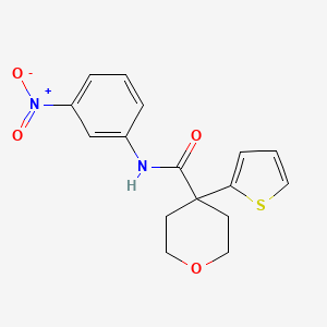 N-(3-nitrophenyl)-4-(thiophen-2-yl)oxane-4-carboxamide