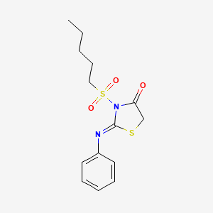 molecular formula C14H18N2O3S2 B2694417 (Z)-3-(戊磺酰)-2-(苯基亚胺)噻唑烷-4-酮 CAS No. 469876-27-5