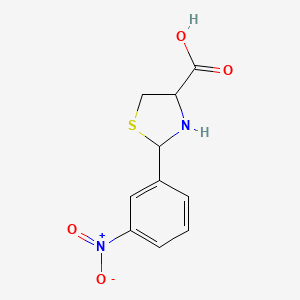molecular formula C10H10N2O4S B2694425 2-(3-Nitrophenyl)-1,3-thiazolidine-4-carboxylic acid CAS No. 69570-81-6