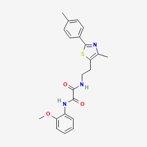 molecular formula C22H23N3O3S B2694427 N1-(2-methoxyphenyl)-N2-(2-(4-methyl-2-(p-tolyl)thiazol-5-yl)ethyl)oxalamide CAS No. 894013-57-1