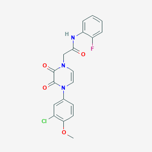 molecular formula C19H15ClFN3O4 B2694434 2-[4-(3-chloro-4-methoxyphenyl)-2,3-dioxopyrazin-1-yl]-N-(2-fluorophenyl)acetamide CAS No. 898464-00-1