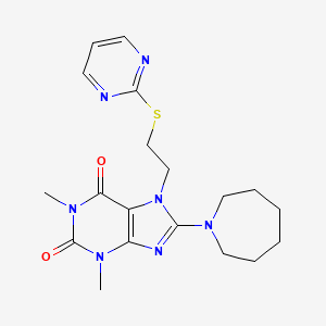8-(Azepan-1-yl)-1,3-dimethyl-7-(2-pyrimidin-2-ylsulfanylethyl)purine-2,6-dione