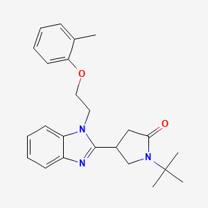 molecular formula C24H29N3O2 B2694454 1-(tert-butyl)-4-(1-(2-(o-tolyloxy)ethyl)-1H-benzo[d]imidazol-2-yl)pyrrolidin-2-one CAS No. 878694-06-5