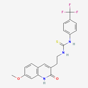 molecular formula C20H18F3N3O2S B2694468 1-(2-(7-甲氧基-2-氧代-1,2-二氢喹啉-3-基)乙基)-3-(4-(三氟甲基)苯基)硫脲 CAS No. 887901-25-9