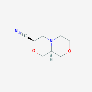 molecular formula C8H12N2O2 B2694469 (3R,9As)-3,4,6,7,9,9a-hexahydro-1H-[1,4]oxazino[3,4-c][1,4]oxazine-3-carbonitrile CAS No. 1807938-59-5