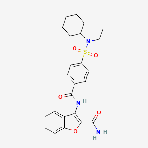 molecular formula C24H27N3O5S B2694471 3-(4-(N-环己基-N-乙基磺酰胺基)苯甲酰基)苯并呋喃-2-甲酰胺 CAS No. 919856-07-8