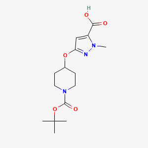 molecular formula C15H23N3O5 B2694483 3-(1-(叔丁氧羰基)哌啶-4-氧基)-1-甲基-1H-吡唑-5-羧酸 CAS No. 1169563-43-2