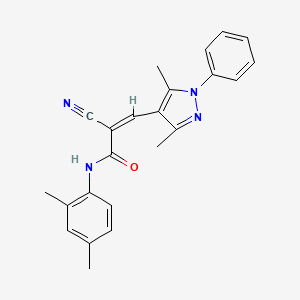 molecular formula C23H22N4O B2694485 (Z)-2-Cyano-N-(2,4-dimethylphenyl)-3-(3,5-dimethyl-1-phenylpyrazol-4-yl)prop-2-enamide CAS No. 1005914-86-2