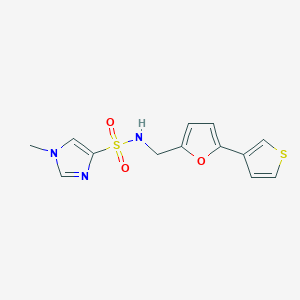 molecular formula C13H13N3O3S2 B2694502 1-methyl-N-((5-(thiophen-3-yl)furan-2-yl)methyl)-1H-imidazole-4-sulfonamide CAS No. 2034596-16-0