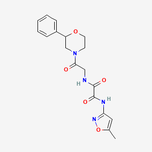 molecular formula C18H20N4O5 B2694504 N1-(5-methylisoxazol-3-yl)-N2-(2-oxo-2-(2-phenylmorpholino)ethyl)oxalamide CAS No. 954036-53-4