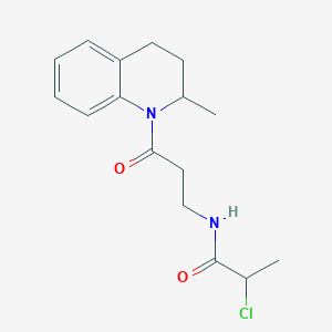 molecular formula C16H21ClN2O2 B2694505 2-Chloro-N-[3-(2-methyl-3,4-dihydro-2H-quinolin-1-yl)-3-oxopropyl]propanamide CAS No. 2411220-98-7