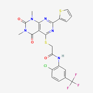 N-(2-chloro-5-(trifluoromethyl)phenyl)-2-((6,8-dimethyl-5,7-dioxo-2-(thiophen-2-yl)-5,6,7,8-tetrahydropyrimido[4,5-d]pyrimidin-4-yl)thio)acetamide
