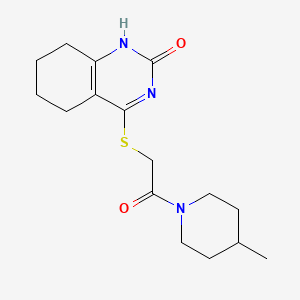 molecular formula C16H23N3O2S B2694522 4-((2-(4-methylpiperidin-1-yl)-2-oxoethyl)thio)-5,6,7,8-tetrahydroquinazolin-2(1H)-one CAS No. 946269-77-8