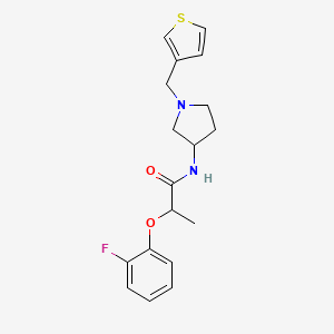 molecular formula C18H21FN2O2S B2694523 2-(2-fluorophenoxy)-N-{1-[(thiophen-3-yl)methyl]pyrrolidin-3-yl}propanamide CAS No. 2097860-14-3