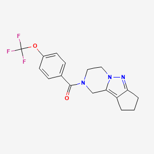 molecular formula C17H16F3N3O2 B2694527 (3,4,8,9-四氢-1H-环戊[3,4]吡唑并[1,5-a]吡嗪-2(7H)-基)(4-(三氟甲氧基)苯基)甲酮 CAS No. 2034456-01-2
