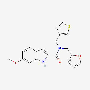 N-(furan-2-ylmethyl)-6-methoxy-N-(thiophen-3-ylmethyl)-1H-indole-2-carboxamide