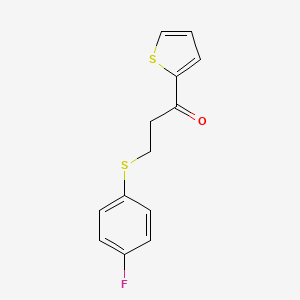 molecular formula C13H11FOS2 B2694541 3-[(4-Fluorophenyl)sulfanyl]-1-(2-thienyl)-1-propanone CAS No. 477334-42-2