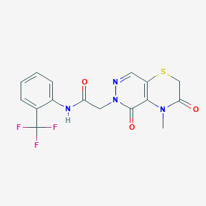 molecular formula C16H13F3N4O3S B2694550 2-(4-甲基-3,5-二氧代吡啶并[4,5-b][1,4]噻嗪-6-基)-N-[2-(三氟甲基)苯基]乙酰胺 CAS No. 1286728-56-0